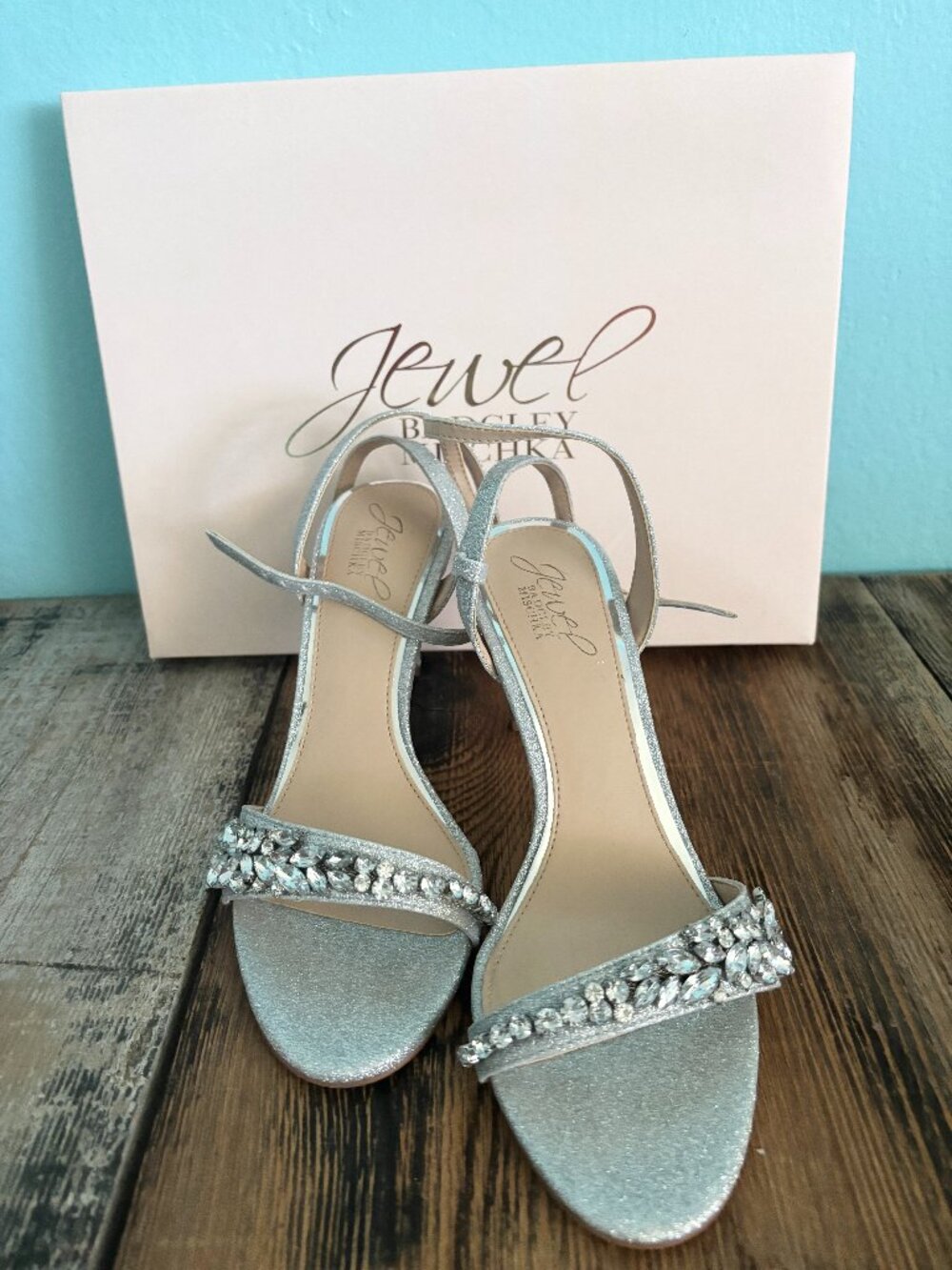 Jewel Badgley Mischka Women's Dallyce Stiletto Evening Sandals, Silver Size 7.0M
